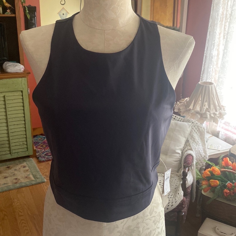 Banana Republic Charcoal Cropped Tank Top Sz L NWT